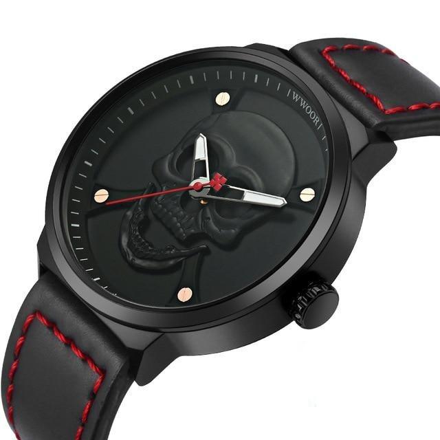 Mens Black Skeleton Watch | Skull Action