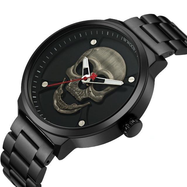 Mens Black Skeleton Watch | Skull Action