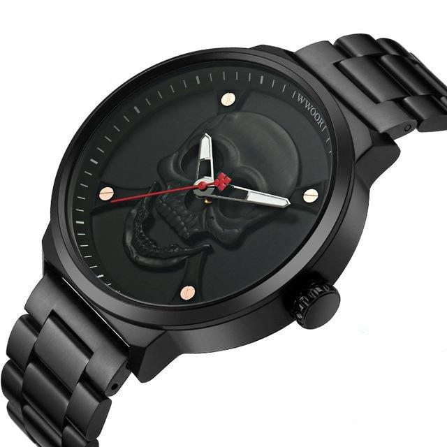 Mens Black Skeleton Watch | Skull Action