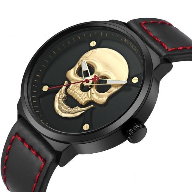 Mens Black Skeleton Watch | Skull Action