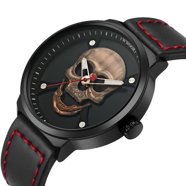 Mens Black Skeleton Watch | Skull Action