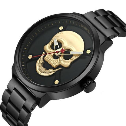 Mens Black Skeleton Watch | Skull Action
