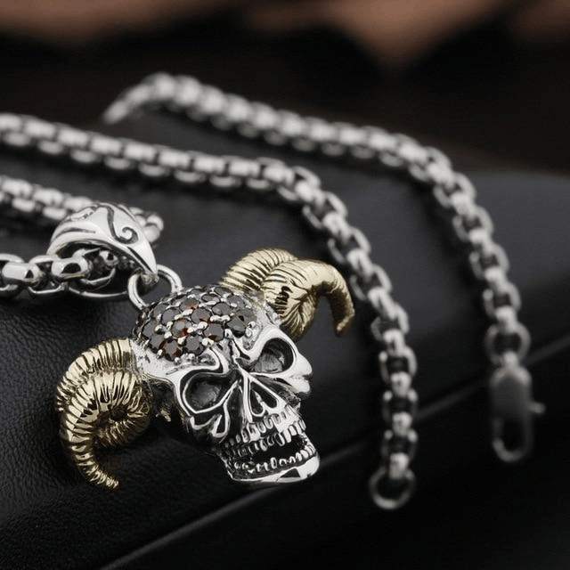 Mens Silver Skull Necklace | Skull Action