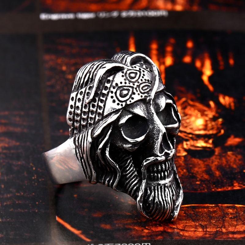 Mens Silver Viking Ring | Skull Action