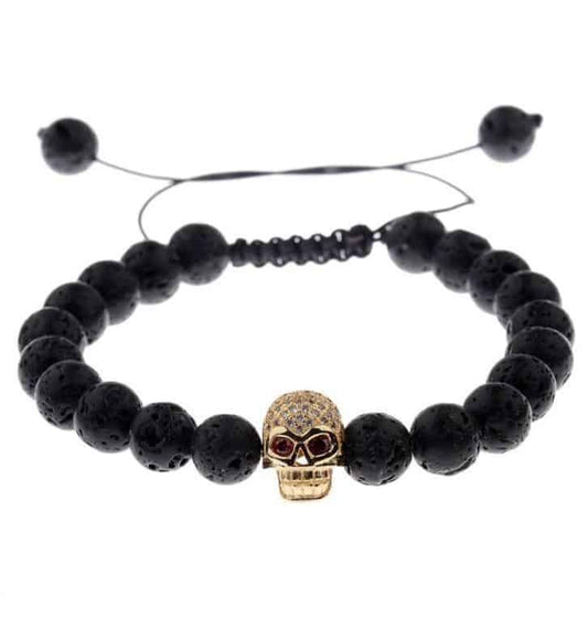 Mens Skull Bead Bracelet