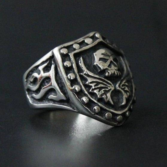 Mens Skull With Wings Ring | Skull Action