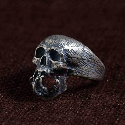 Mens Sterling Silver Biker Rings | Skull Action