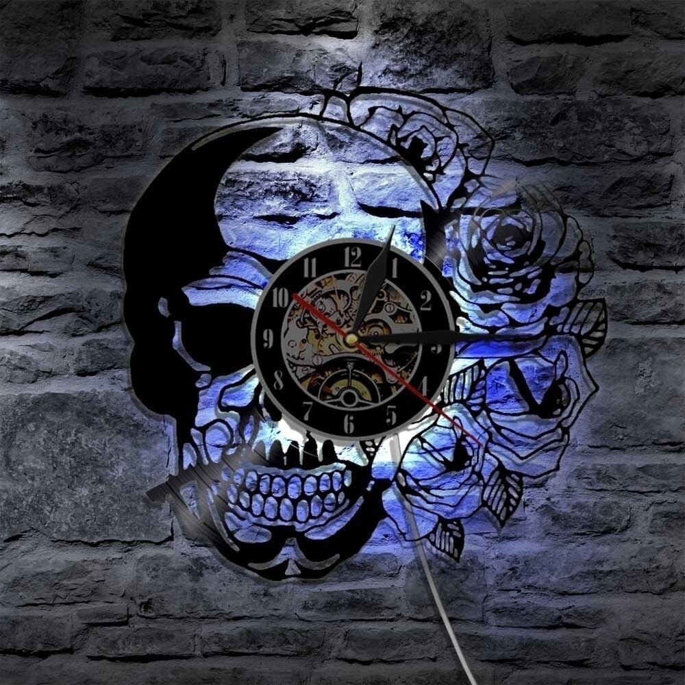 Metal Flower Wall Clock | Skull Action