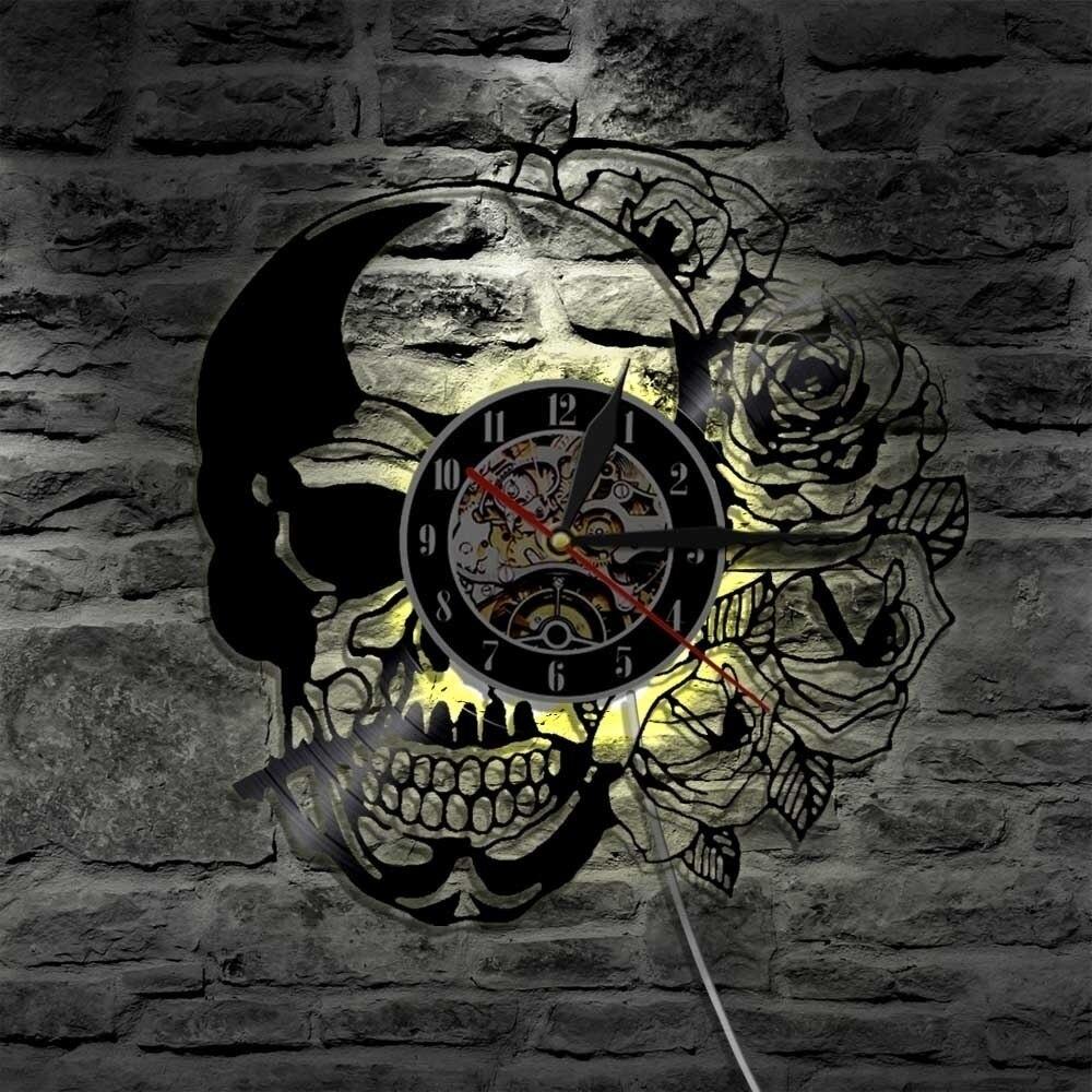 Metal Flower Wall Clock | Skull Action
