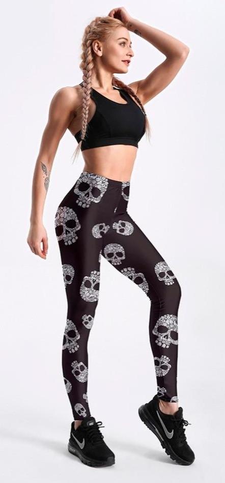 mexican-skull-leggings black