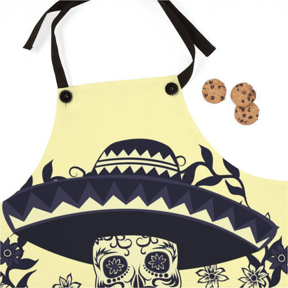 mexican-sugar-skull-apron-yellow