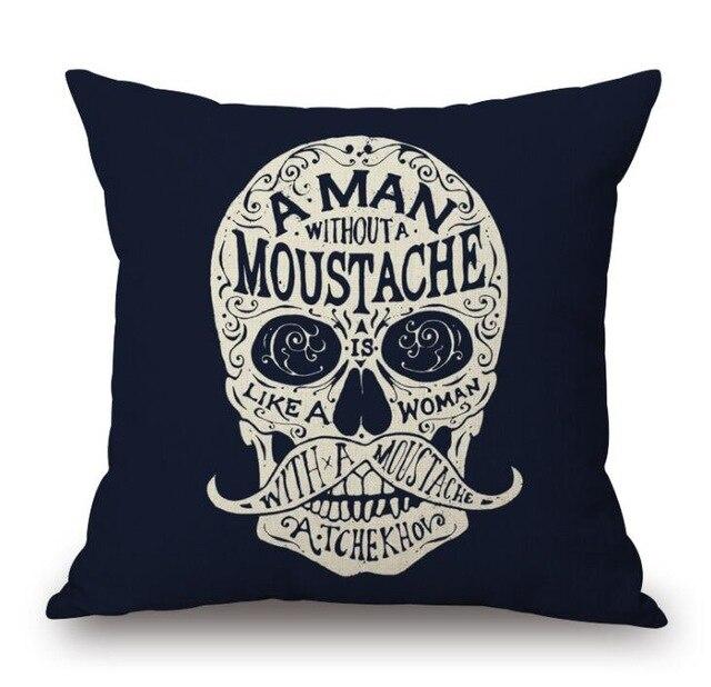Moustache Skull Pillow