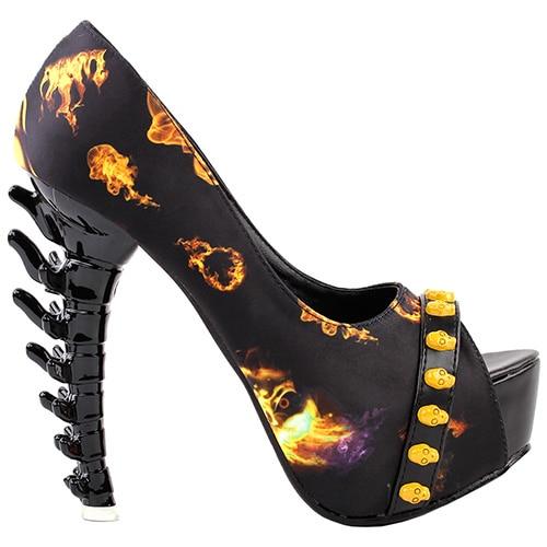 Orange Skull Heels