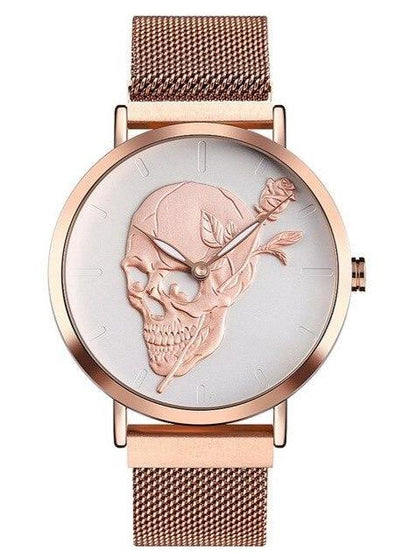 Pink Gold Skeleton Watch | Skull Action