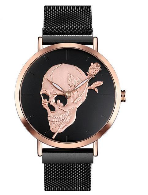 Pink Gold Skeleton Watch | Skull Action