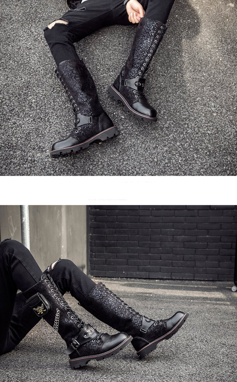 Pirate Boots Mens Leather | Skull Action