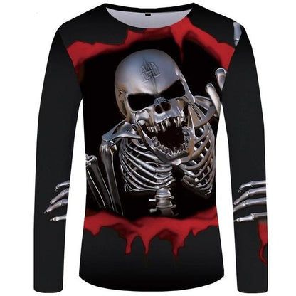 Long Sleeve Shirt With Skulls All Over