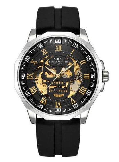Gold Tone Skull Face Watch