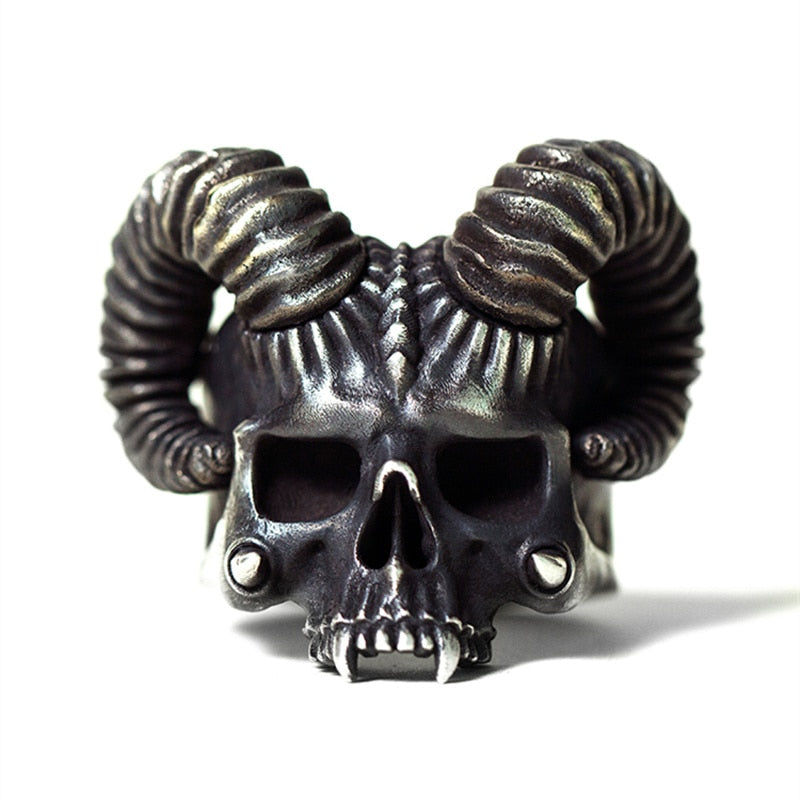 Skull Ring With Horns