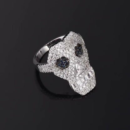 girl skull ring with diamond