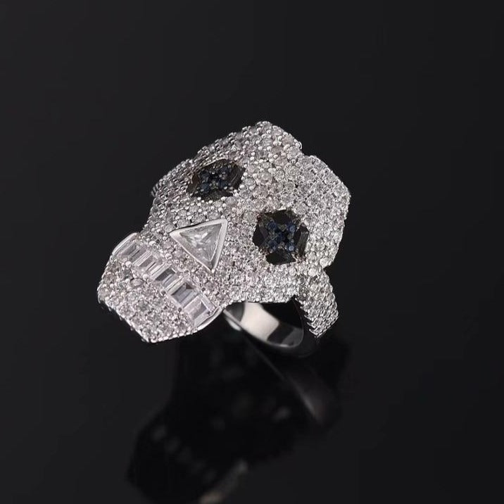 girl skull ring with diamond