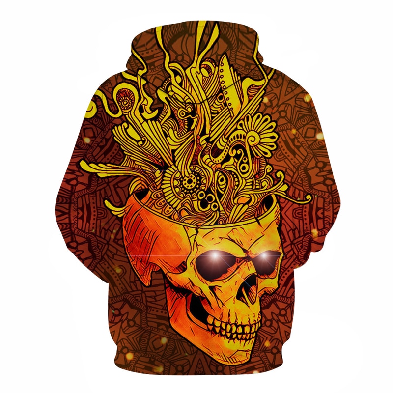 Orange Flame Skull Hoodie