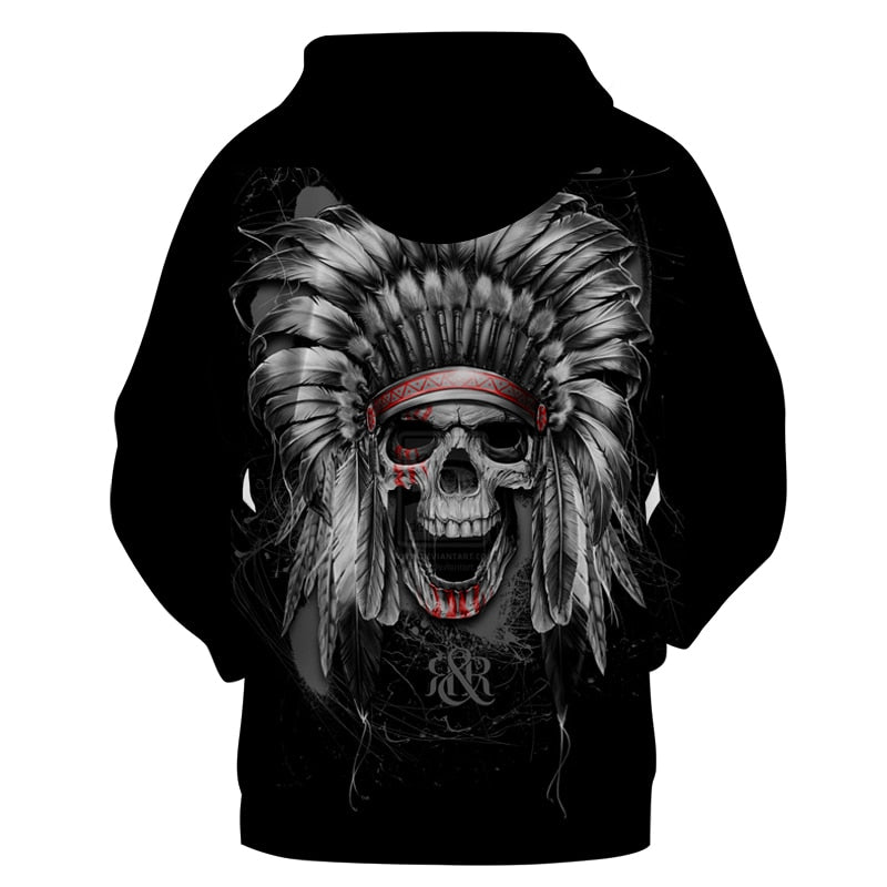 Skull Black Sweater Hoodie Indian