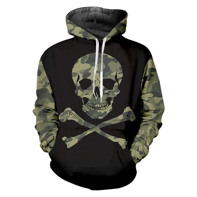 Army Skull Hoodie printed