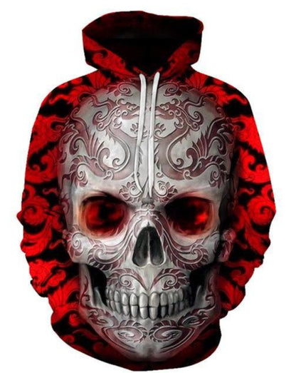 Skull 3d Hoodies red