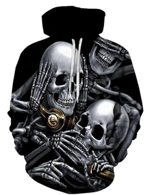 Black Hoodie With White Skull Design