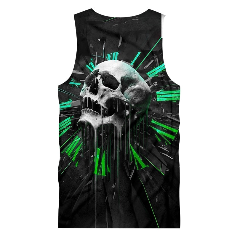 Green Skull Tank Tops