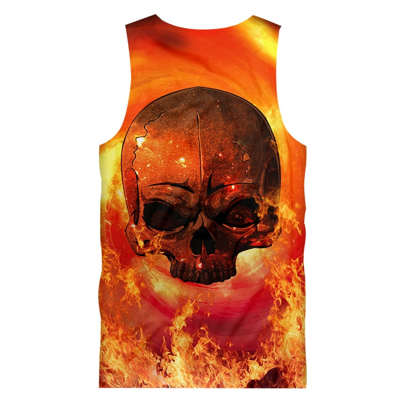 Flaming Skull Tank Top Women