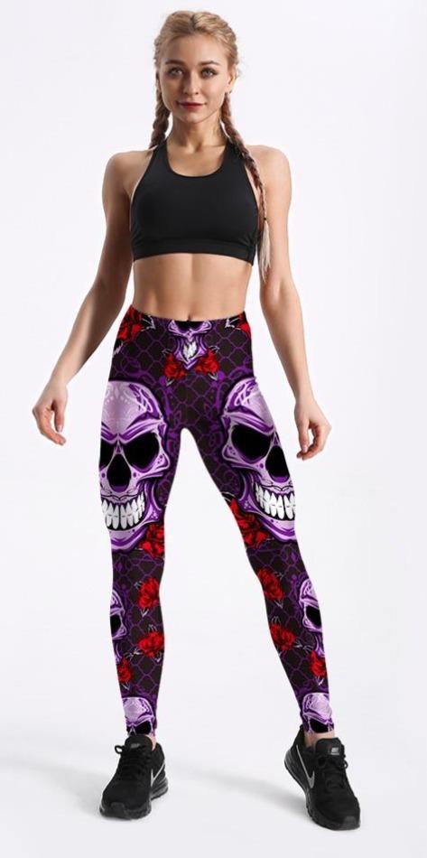 Purple Skull Leggings | Skull Action