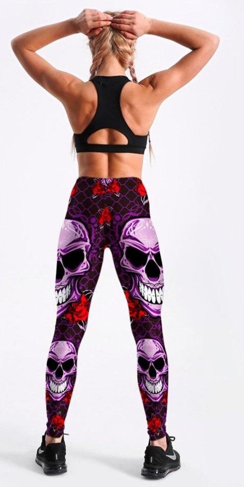 Purple Skull Leggings | Skull Action