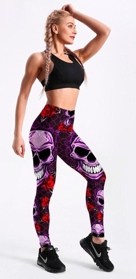 Purple Skull Leggings | Skull Action