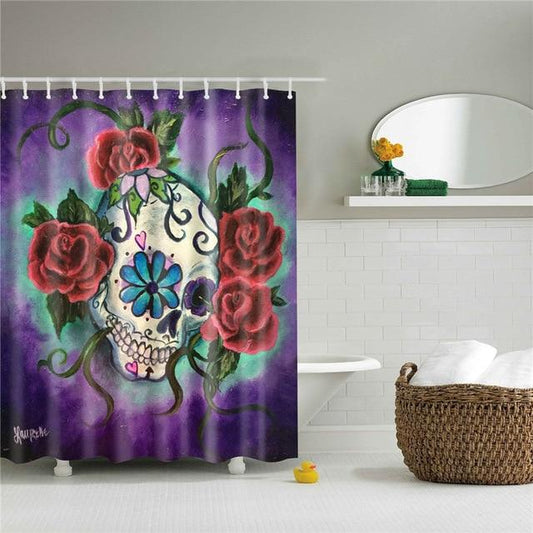 Purple Sugar Skull Shower Curtain