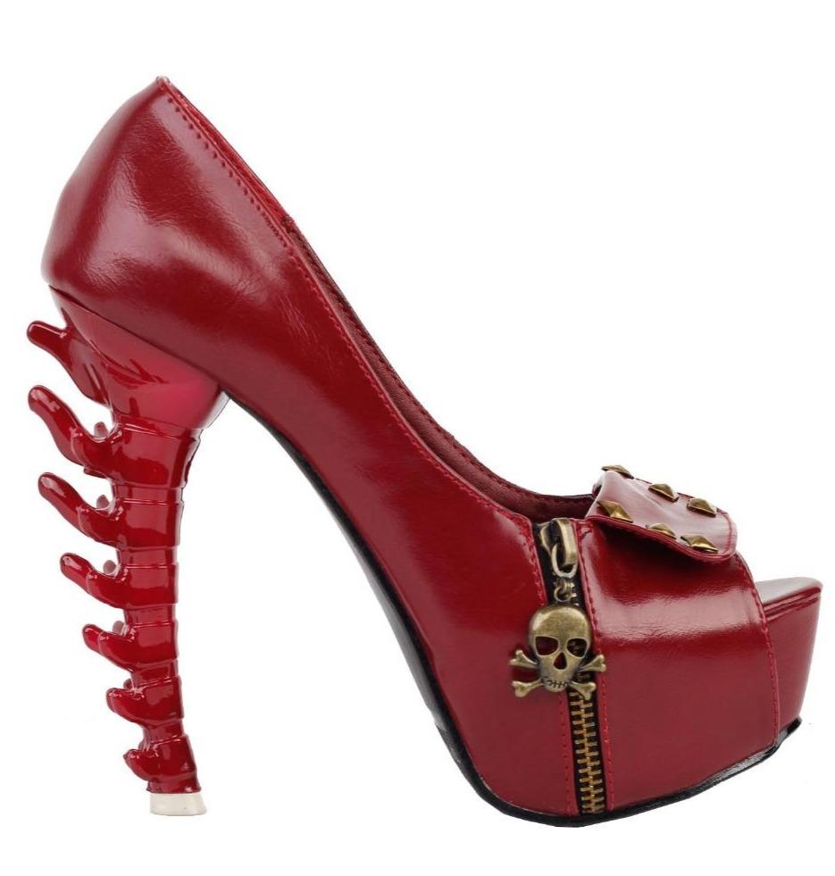 Red Skull High Heel Shoes