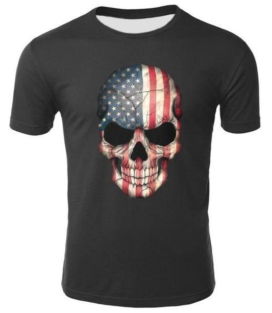 Red White And Blue Skull Tee Shirt