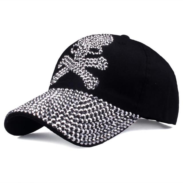 rhinestone skull cap