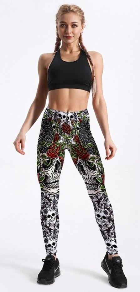 Rose Skull Leggings | Skull Action