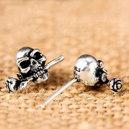 Rose Skull Stud Earrings | Skull Action