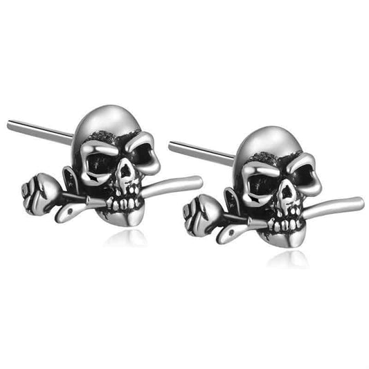 Rose Skull Stud Earrings