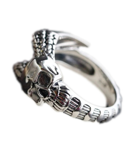 silver adjustable skull ring
