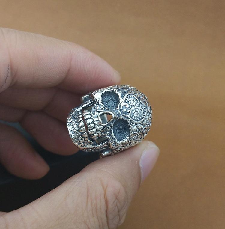 Silver Engraved Skull Ring | Skull Action