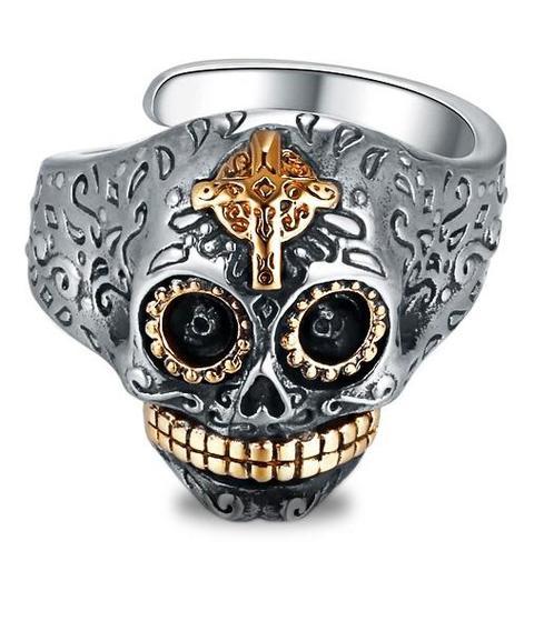 silver mexican skull ring