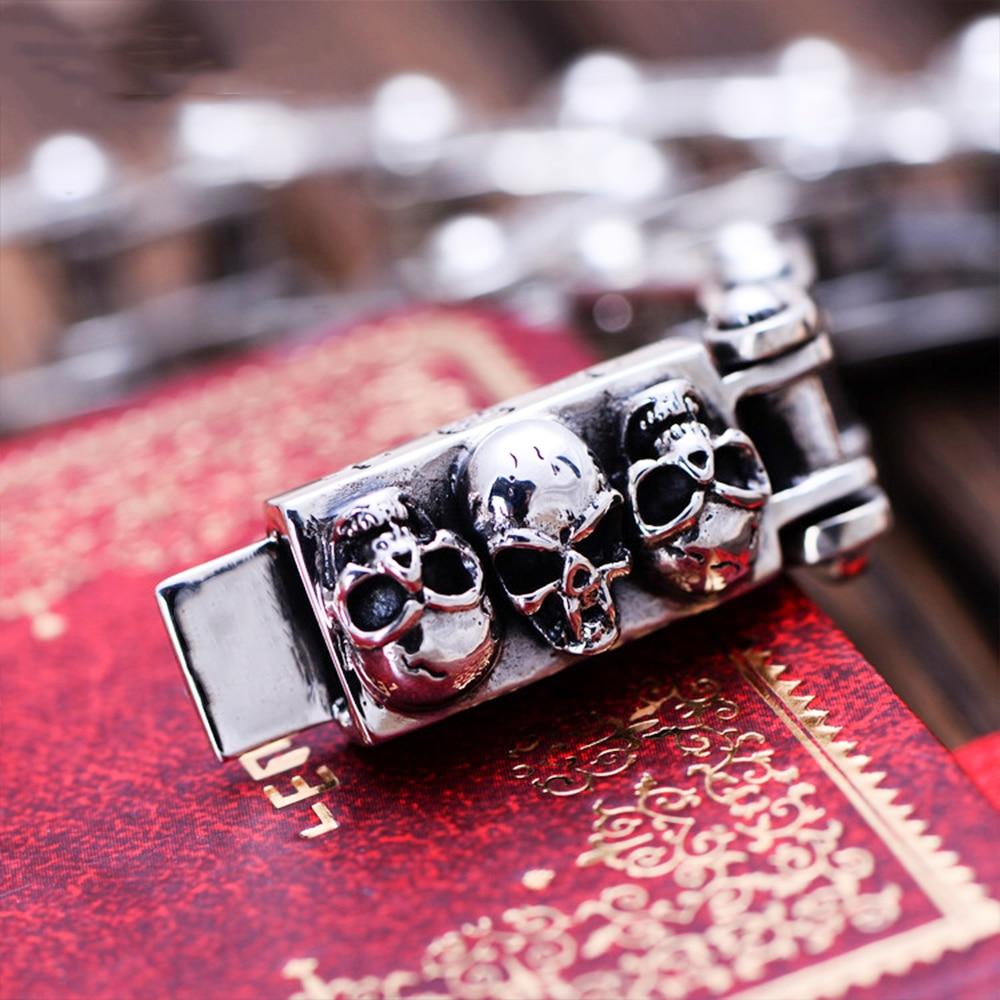 Silver Motorcycle Chain Bracelet | Skull Action