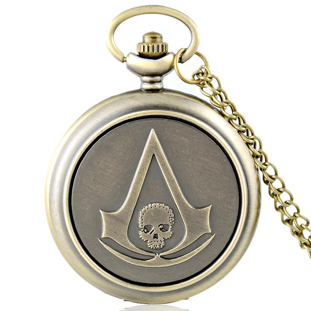 Silver Skull Pocket Watch 