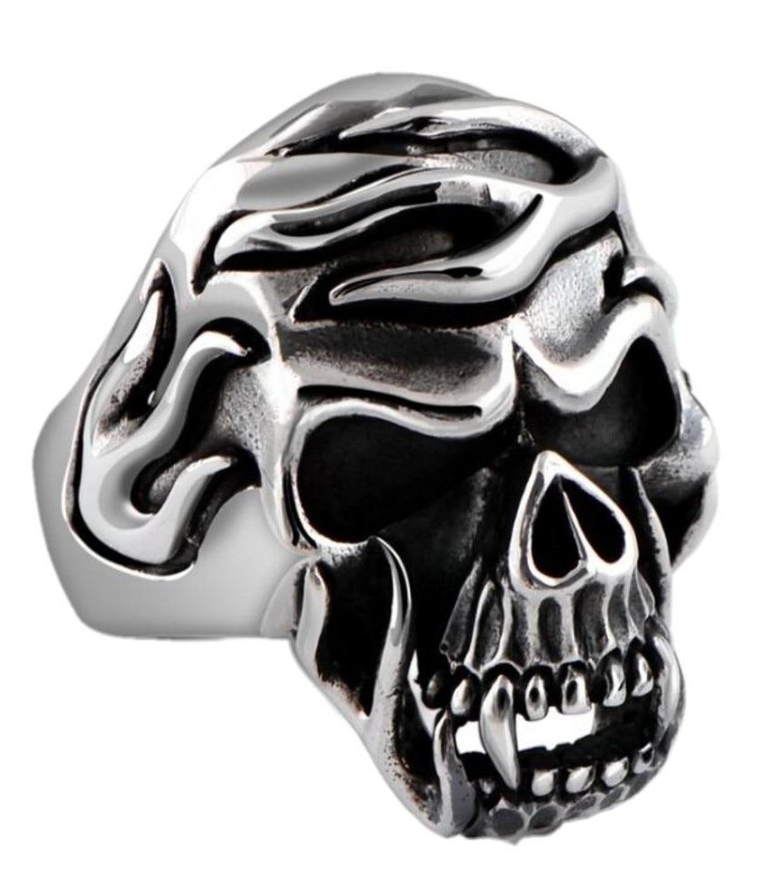 silver vampire skull ring