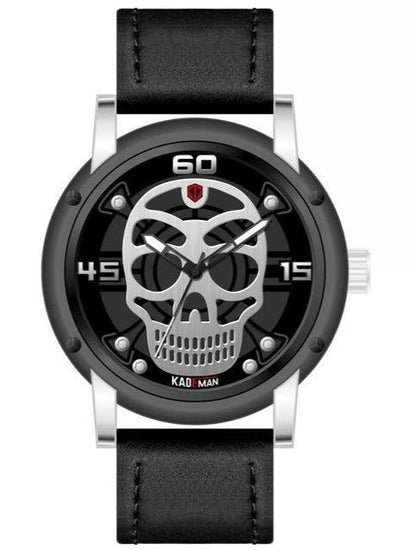 Skeleton Watch Silver Leather
