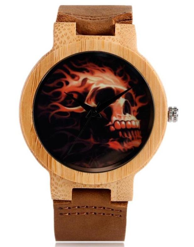 skeleton watch leather strap